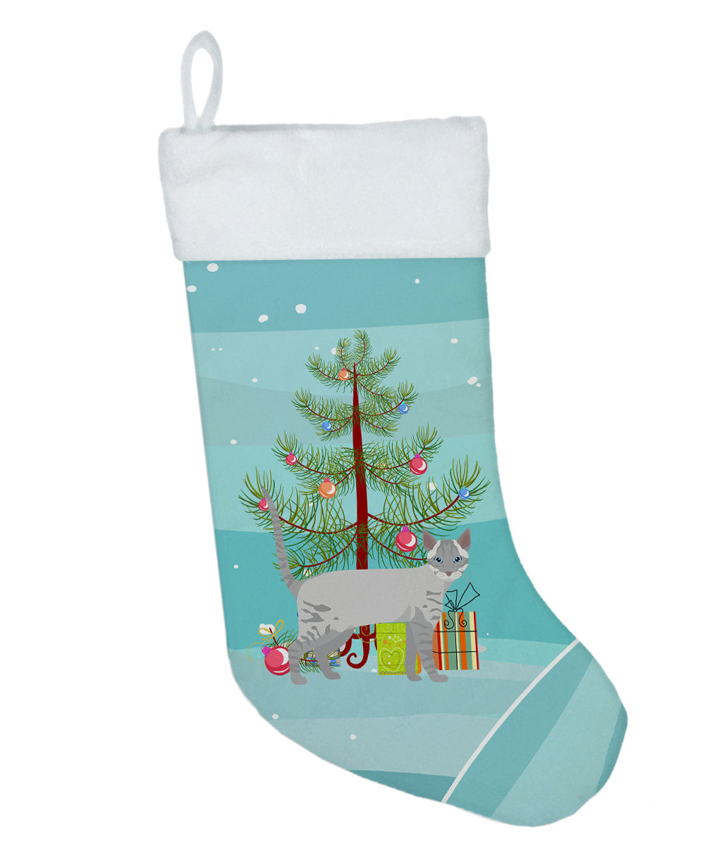 Ojos Azules Cat Christmas Holiday Stocking Double-Sided Print, Polyester Suede,11x18, Made in USA