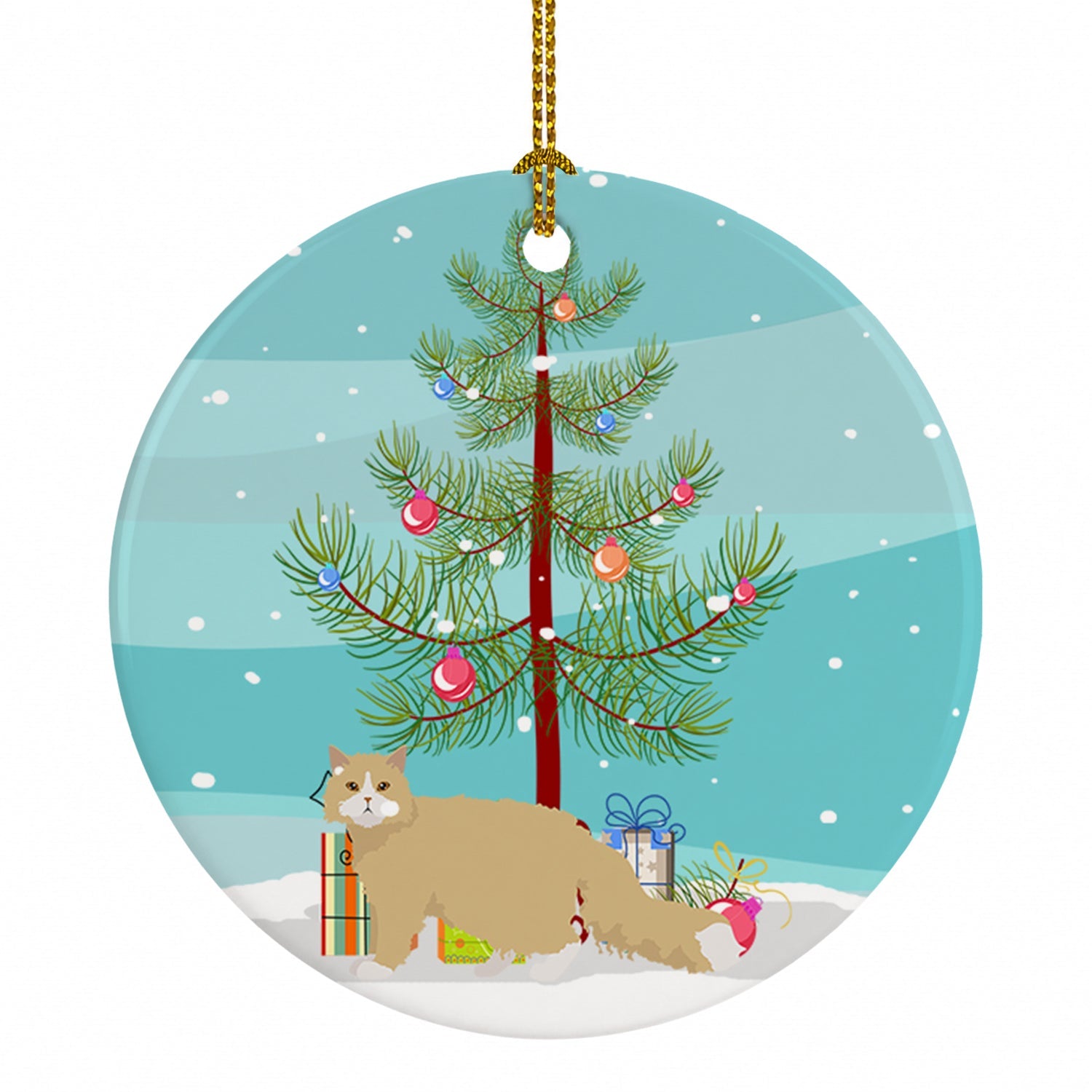 Oregon Rex Cat Christmas Ceramic Ornament Christmas Tree Hanging Decorations for Home Christmas Holiday, Party, Gift, 3 in, Multicolor