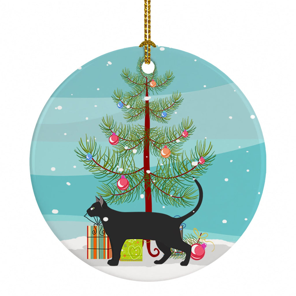 Pantherette Cat Christmas Ceramic Ornament Christmas Tree Hanging Decorations for Home Christmas Holiday, Party, Gift, 3 in, Multicolor