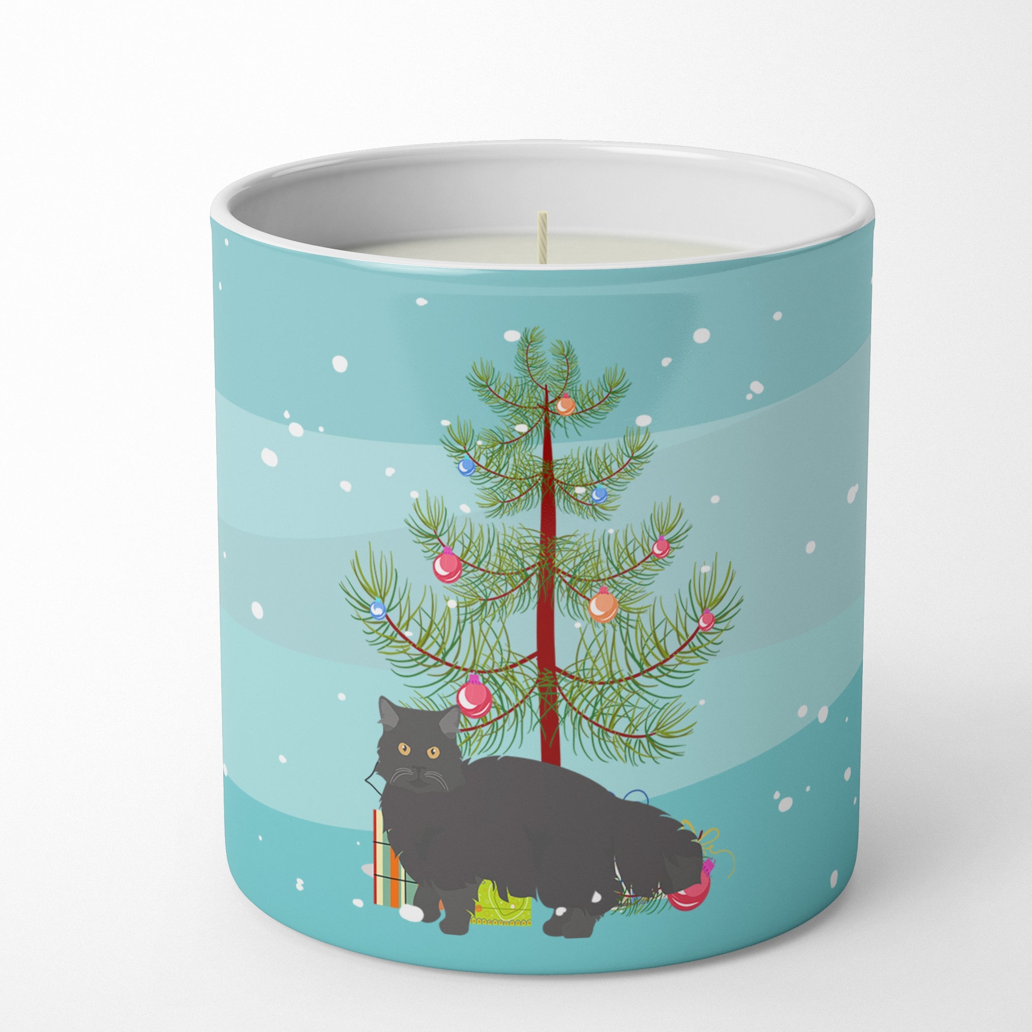 Black Persian Traditional Cat Christmas Decorative Soy Candle Nature Soy Wax Essential Oil Home Decor Ideal for Bedroom Kitchen Bath Office Gift, 10 oz
