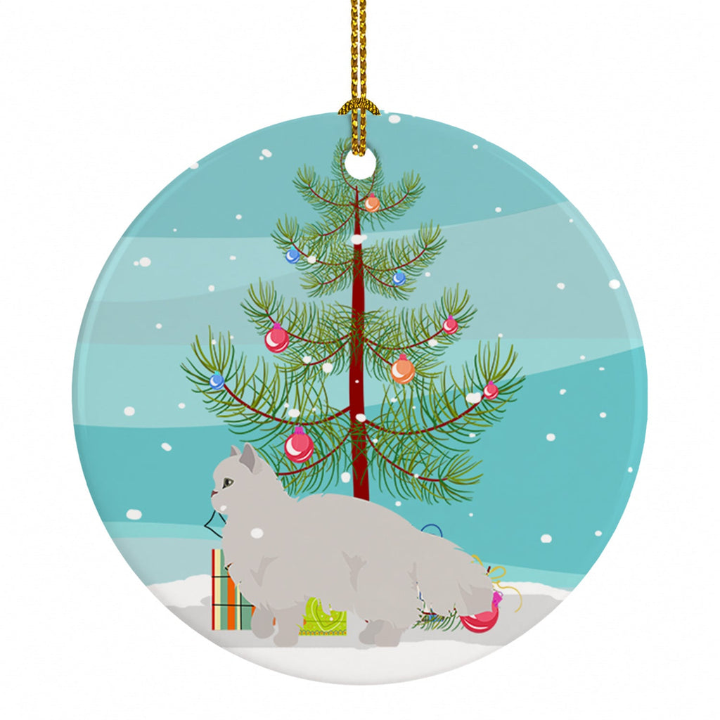 White Persian Traditional Cat Christmas Ceramic Ornament Christmas Tree Hanging Decorations for Home Christmas Holiday, Party, Gift, 3 in, Multicolor