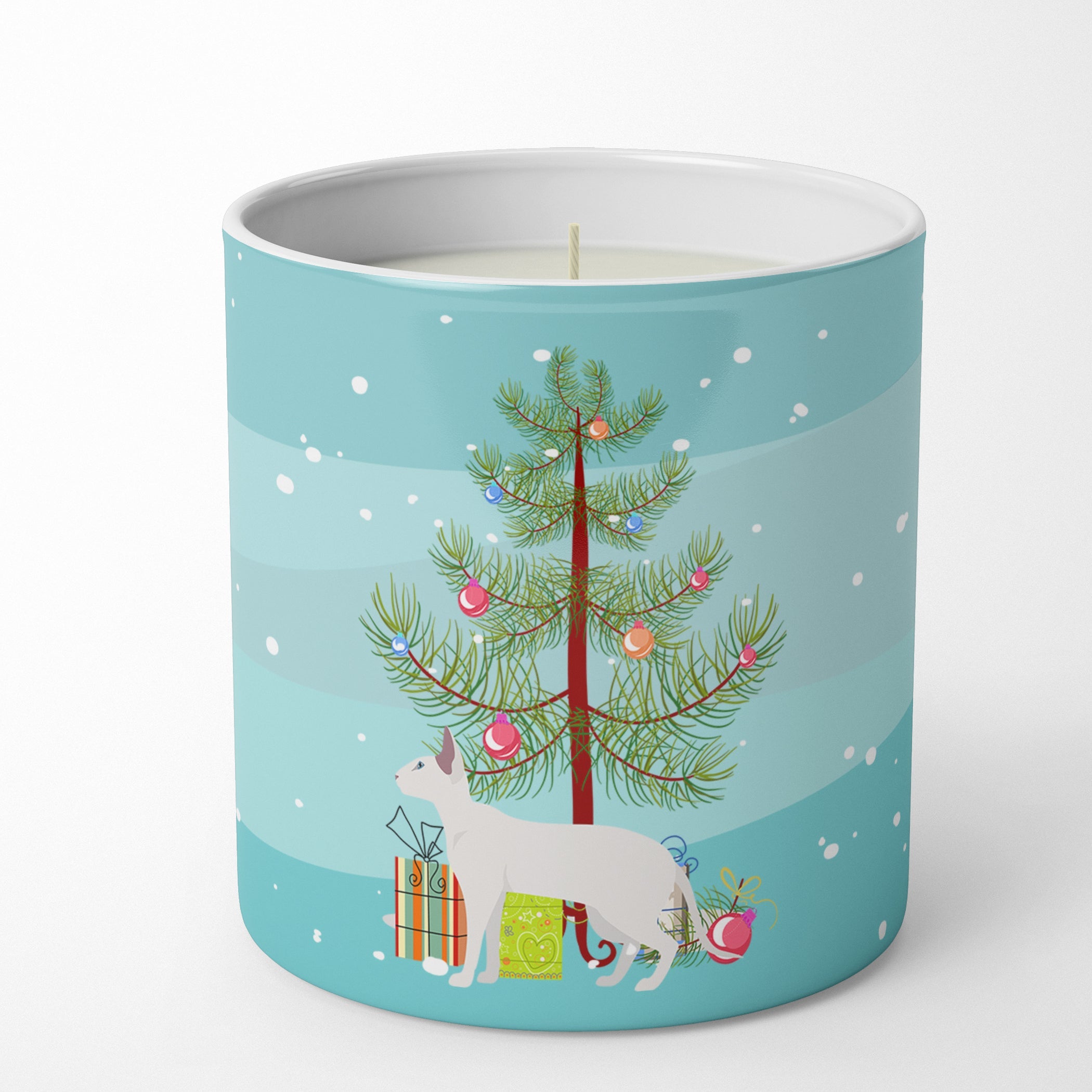 Peterbald Cat Christmas Decorative Soy Candle Nature Soy Wax Essential Oil Home Decor Ideal for Bedroom Kitchen Bath Office Gift, 10 oz