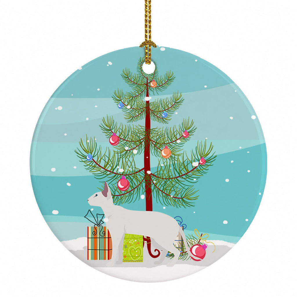 Peterbald Cat Christmas Ceramic Ornament Christmas Tree Hanging Decorations for Home Christmas Holiday, Party, Gift, 3 in, Multicolor