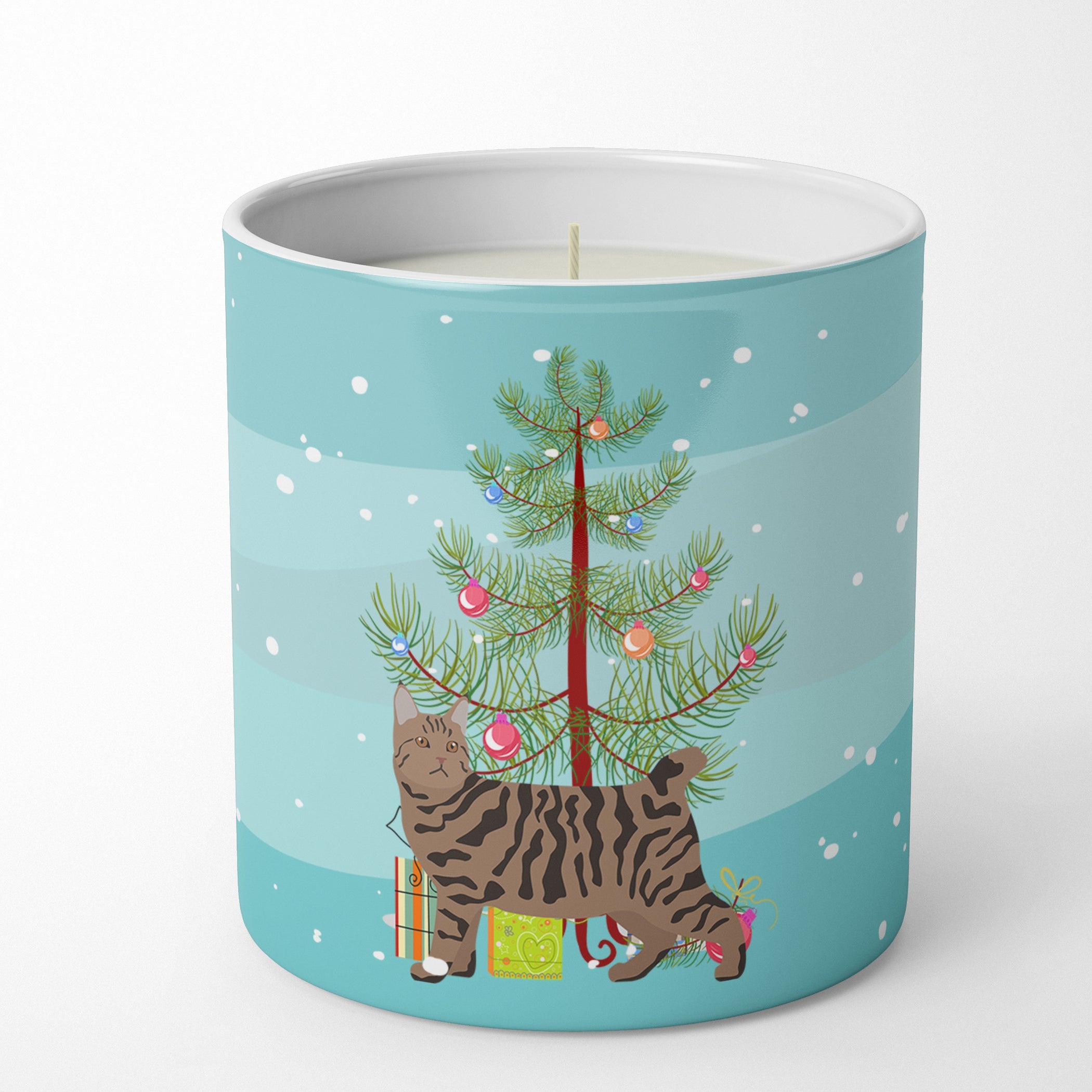 Pixie Bob Cat Christmas Decorative Soy Candle Nature Soy Wax Essential Oil Home Decor Ideal for Bedroom Kitchen Bath Office Gift, 10 oz