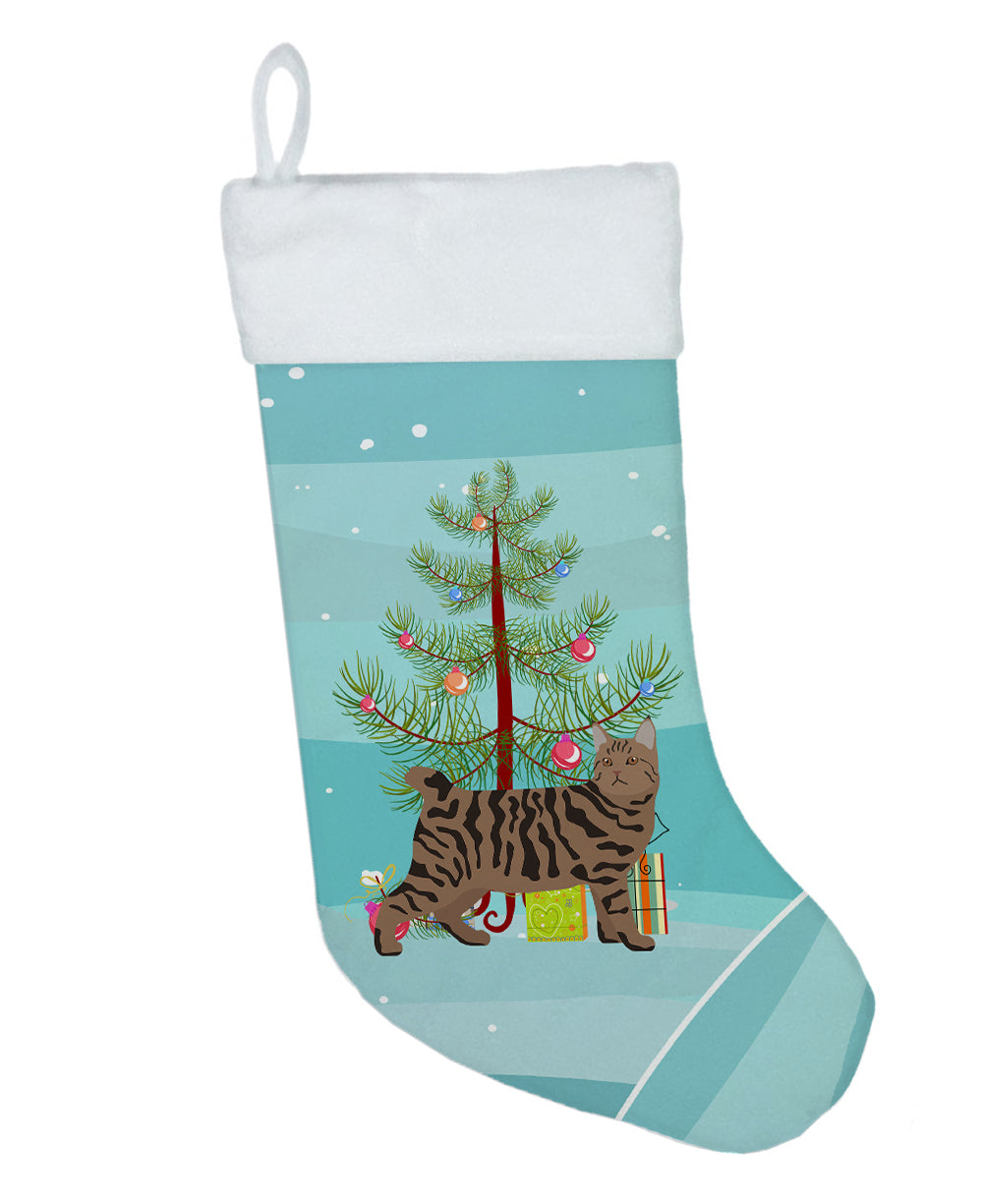Pixie Bob Cat  Christmas Holiday Stocking Double-Sided Print, Polyester Suede,11x18, Made in USA