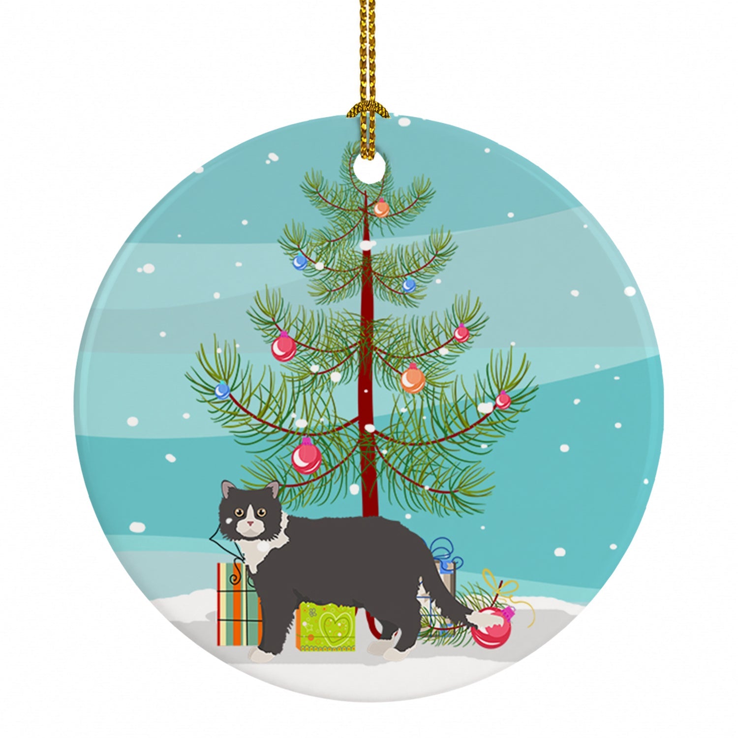 Poodle Cat Cat Christmas Ceramic Ornament Christmas Tree Hanging Decorations for Home Christmas Holiday, Party, Gift, 3 in, Multicolor