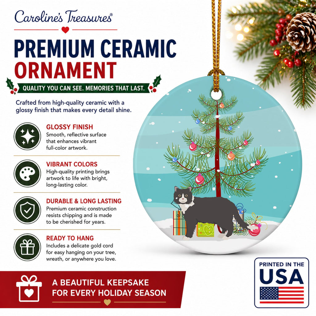 Poodle Cat Cat Christmas Ceramic Ornament Christmas Tree Hanging Decorations for Home Christmas Holiday, Party, Gift, 3 in, Multicolor