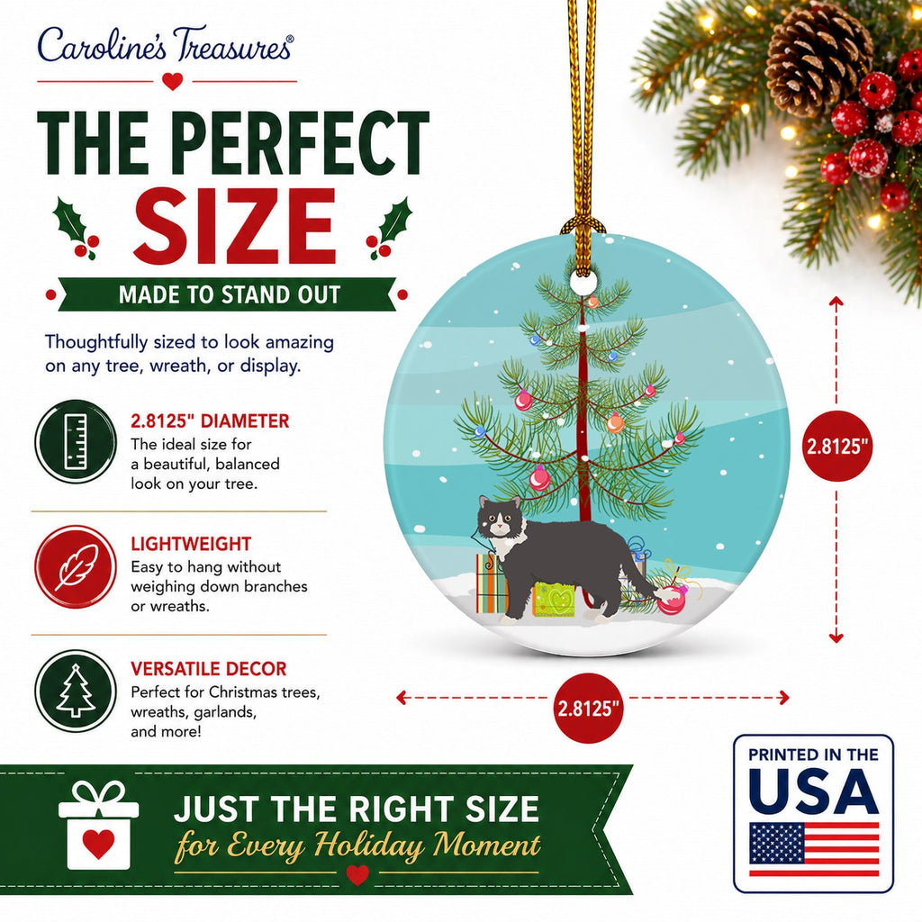 Poodle Cat Cat Christmas Ceramic Ornament Christmas Tree Hanging Decorations for Home Christmas Holiday, Party, Gift, 3 in, Multicolor