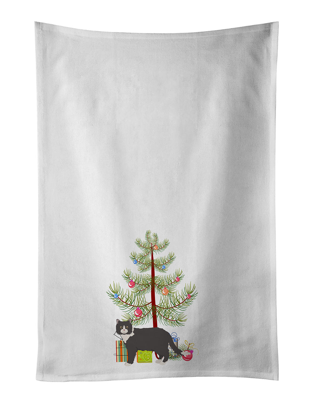 Poodle Cat Cat Christmas Kitchen Towel Set of 2 White Dish Towels Decorative Bathroom Hand towel for Hand, Face, Hair, Yoga, Tea, Dishcloth, 19 X 28", White