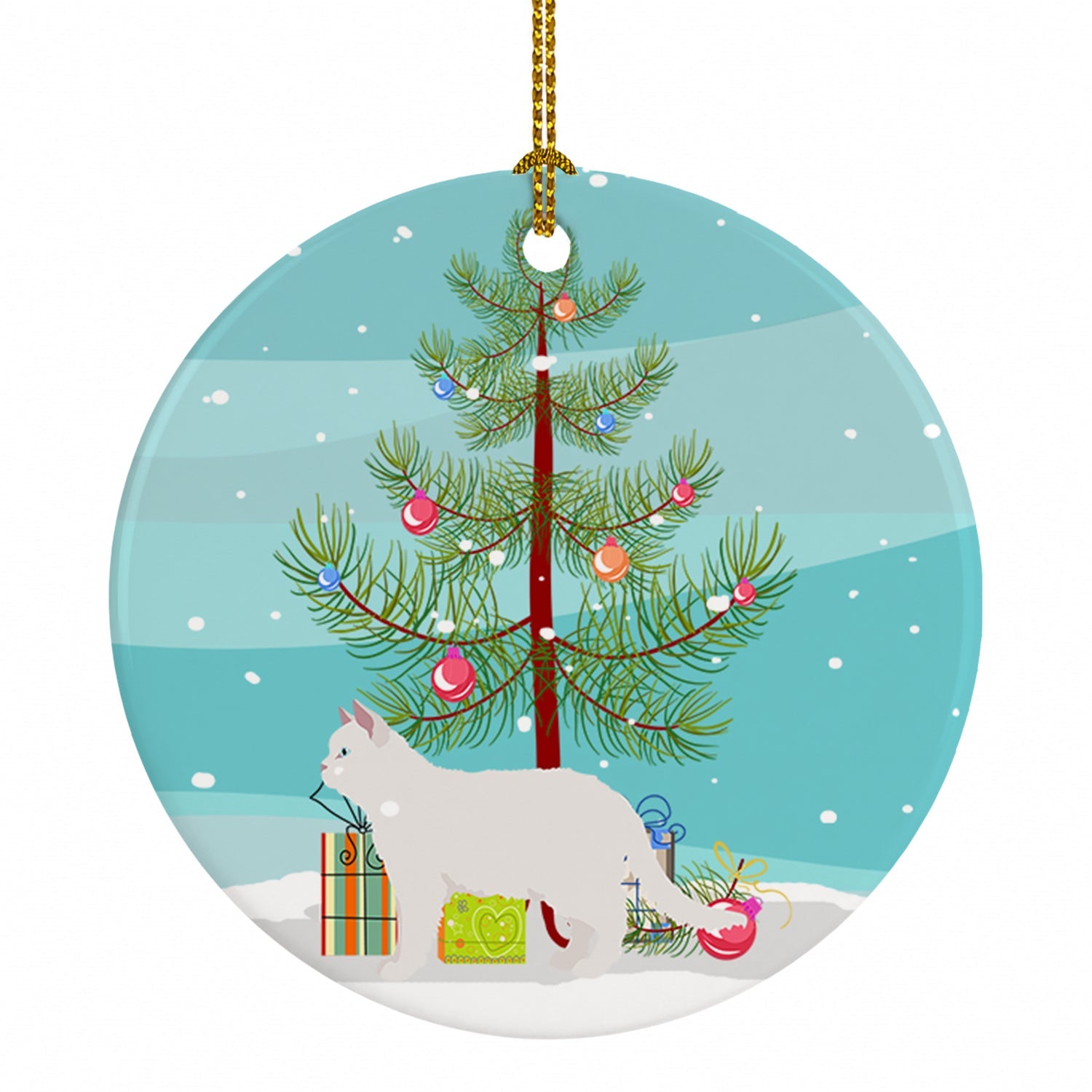 Poodle Cat Cat Christmas Ceramic Ornament Christmas Tree Hanging Decorations for Home Christmas Holiday, Party, Gift, 3 in, Multicolor