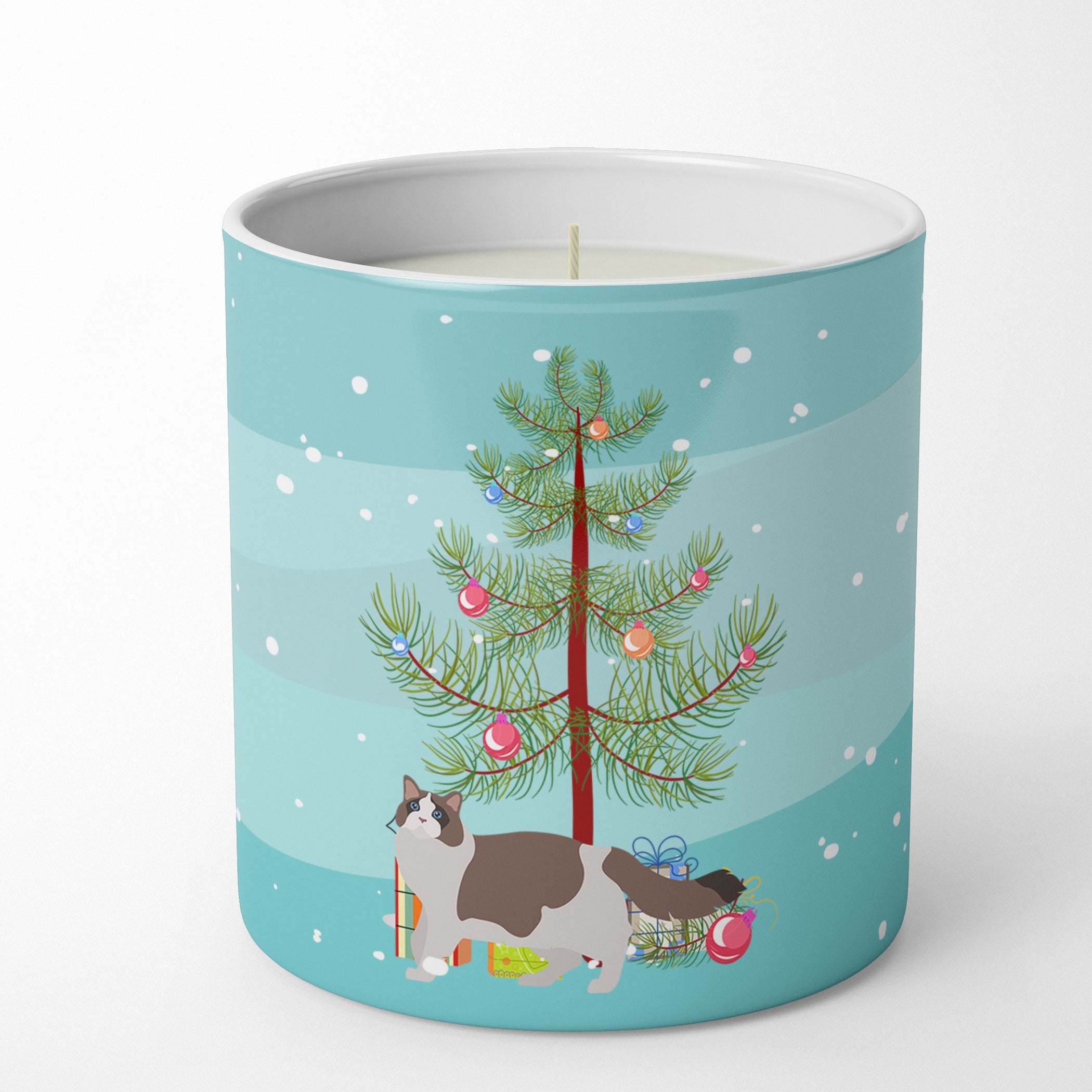 Ragdoll Cat Christmas Decorative Soy Candle Nature Soy Wax Essential Oil Home Decor Ideal for Bedroom Kitchen Bath Office Gift, 10 oz