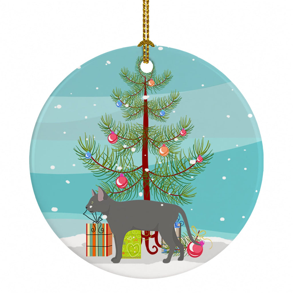 Russian Blue Cat Christmas Ceramic Ornament Christmas Tree Hanging Decorations for Home Christmas Holiday, Party, Gift, 3 in, Multicolor