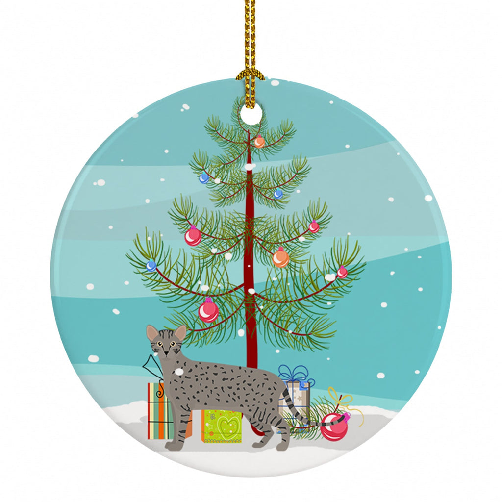 Safari Cat Christmas Ceramic Ornament Christmas Tree Hanging Decorations for Home Christmas Holiday, Party, Gift, 3 in, Multicolor