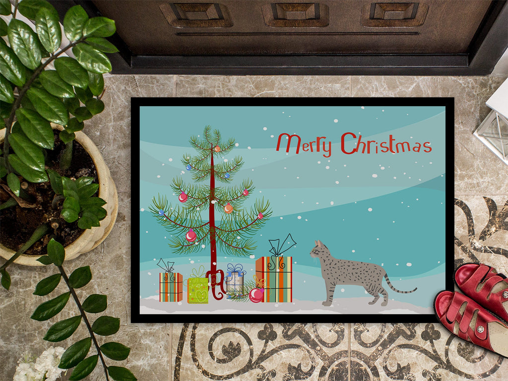 Safari Cat Christmas Doormat Indoor Outdoor 24H X 36W Front Door Mat Rugs for Entryway, Non Slip Washable Low Pile,