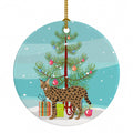 Savannah Cat Christmas Ceramic Ornament Christmas Tree Hanging Decorations for Home Christmas Holiday, Party, Gift, 3 in, Multicolor