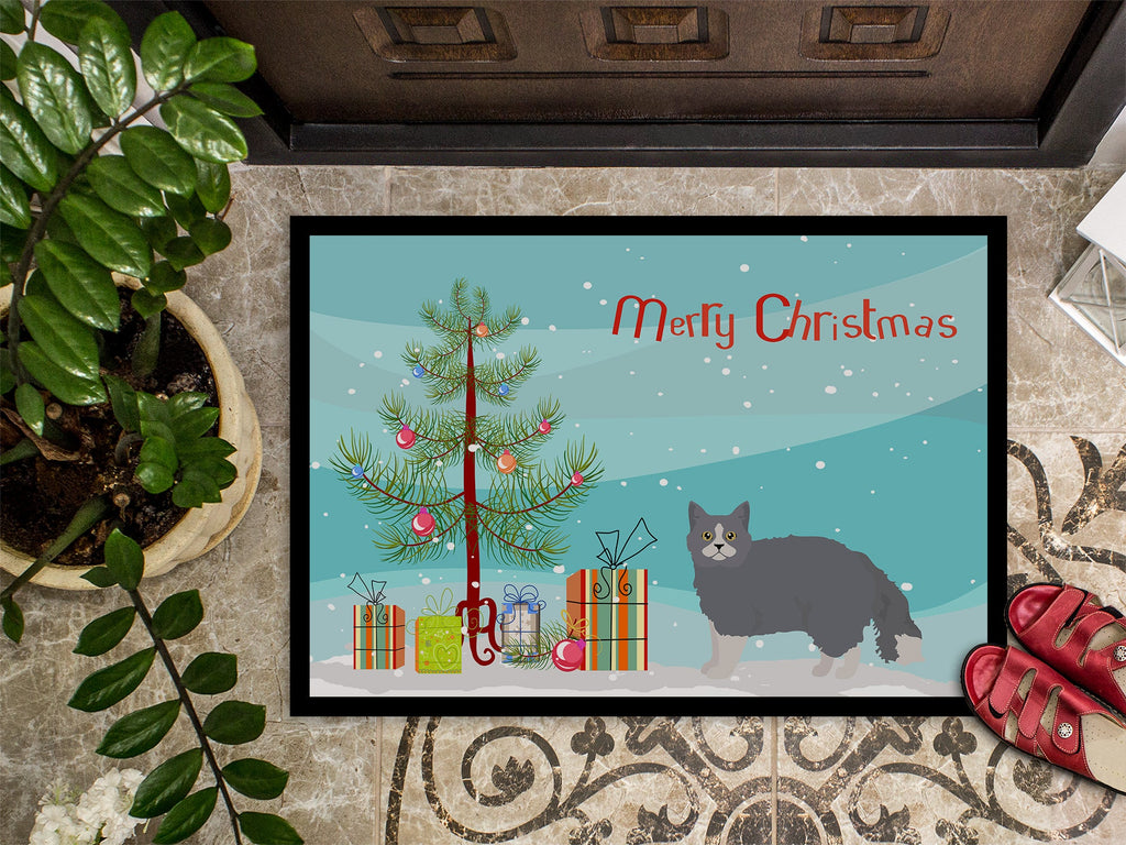 Selkirk Rex Cat Christmas Doormat Indoor Outdoor 18H X 27W Front Door Mat Rugs for Entryway, Non Slip Washable