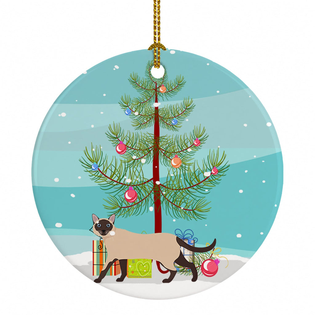 Siamese Traditional Cat Christmas Ceramic Ornament Christmas Tree Hanging Decorations for Home Christmas Holiday, Party, Gift, 3 in, Multicolor