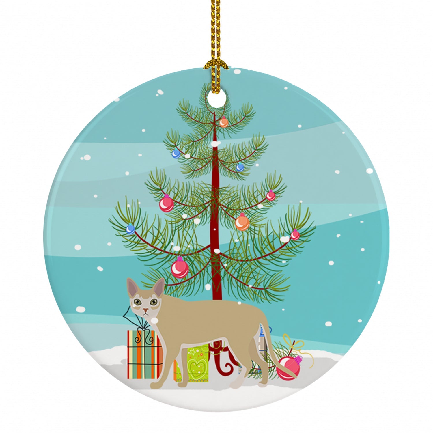 Singapura Cat Christmas Ceramic Ornament Christmas Tree Hanging Decorations for Home Christmas Holiday, Party, Gift, 3 in, Multicolor