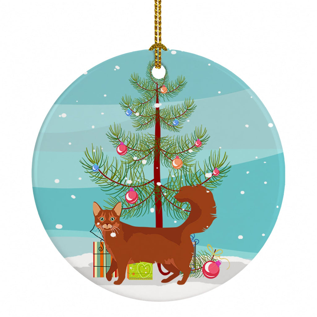 Somali Cat Christmas Ceramic Ornament Christmas Tree Hanging Decorations for Home Christmas Holiday, Party, Gift, 3 in, Multicolor