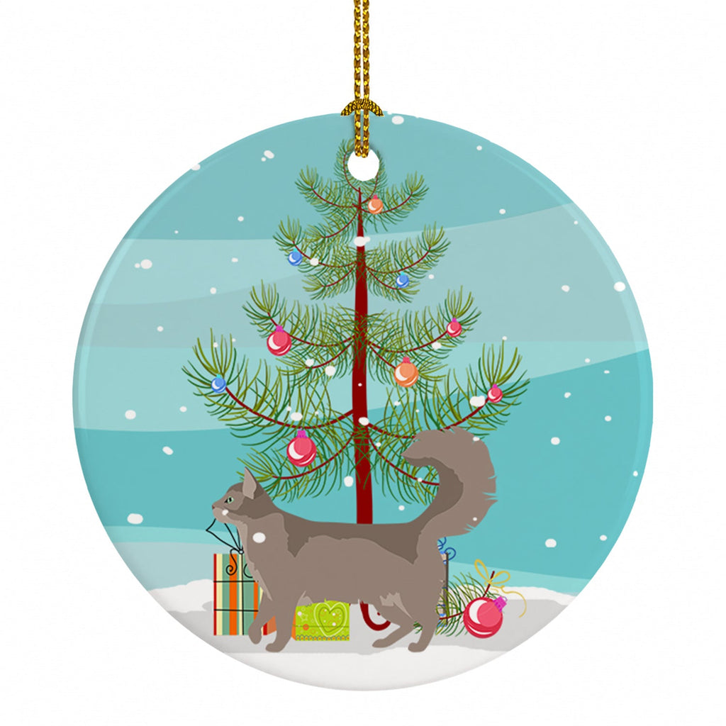 Somali Cat Christmas Ceramic Ornament Christmas Tree Hanging Decorations for Home Christmas Holiday, Party, Gift, 3 in, Multicolor