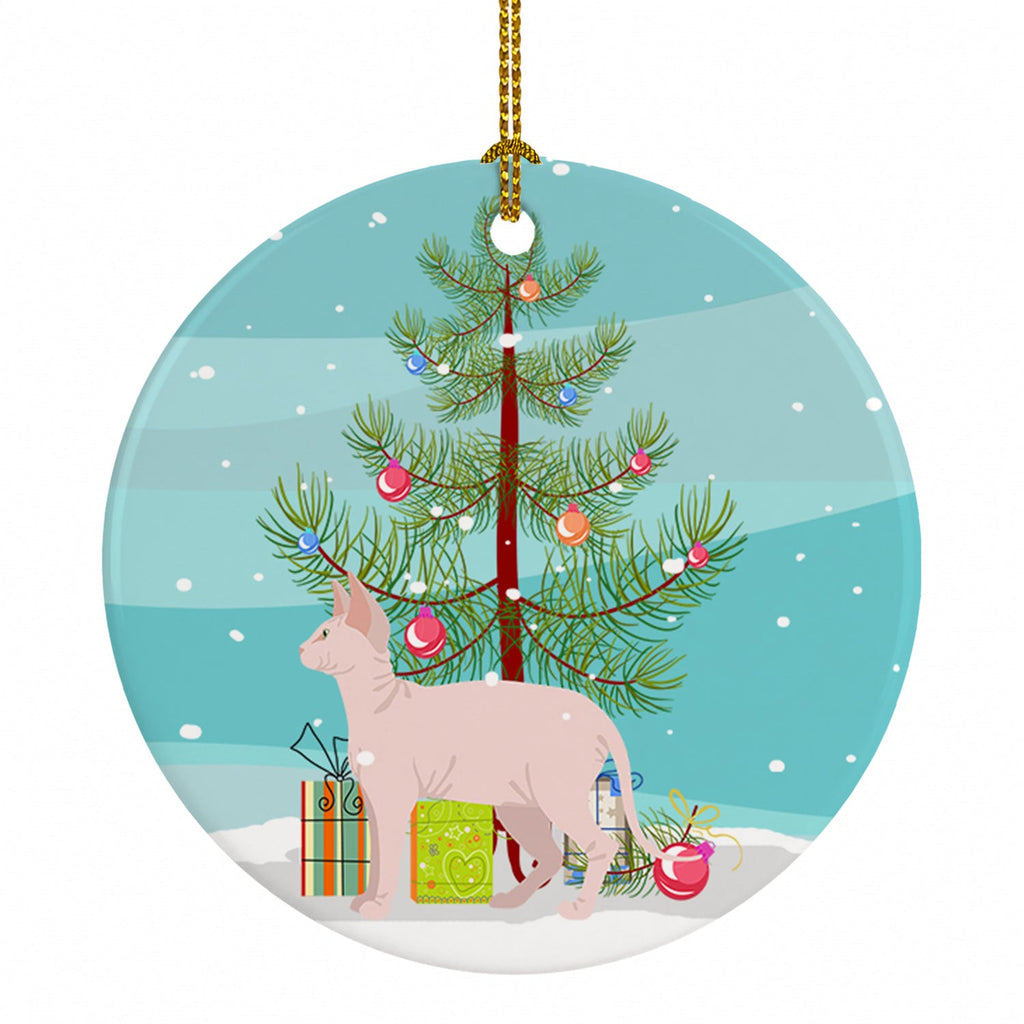 Sphynx Cat Christmas Ceramic Ornament Christmas Tree Hanging Decorations for Home Christmas Holiday, Party, Gift, 3 in, Multicolor