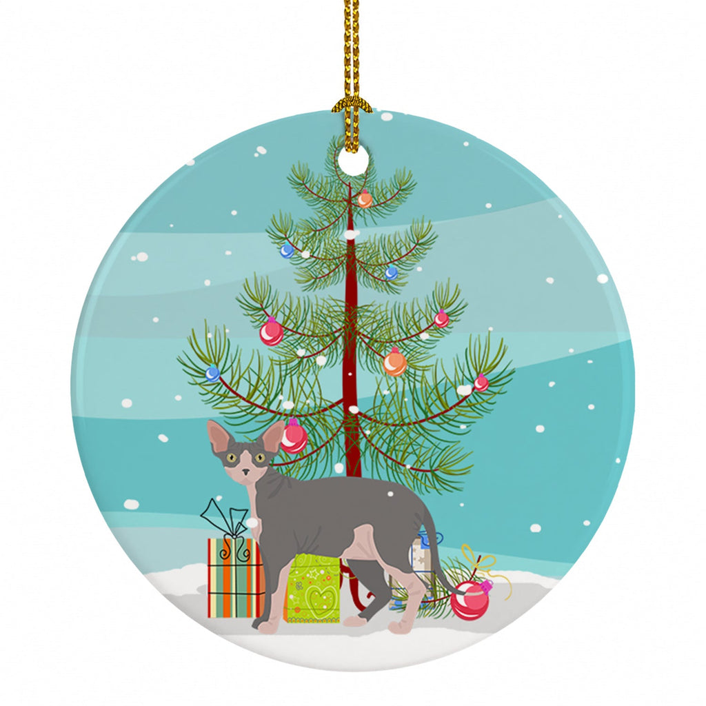 Sphynx Cat Christmas Ceramic Ornament Christmas Tree Hanging Decorations for Home Christmas Holiday, Party, Gift, 3 in, Multicolor