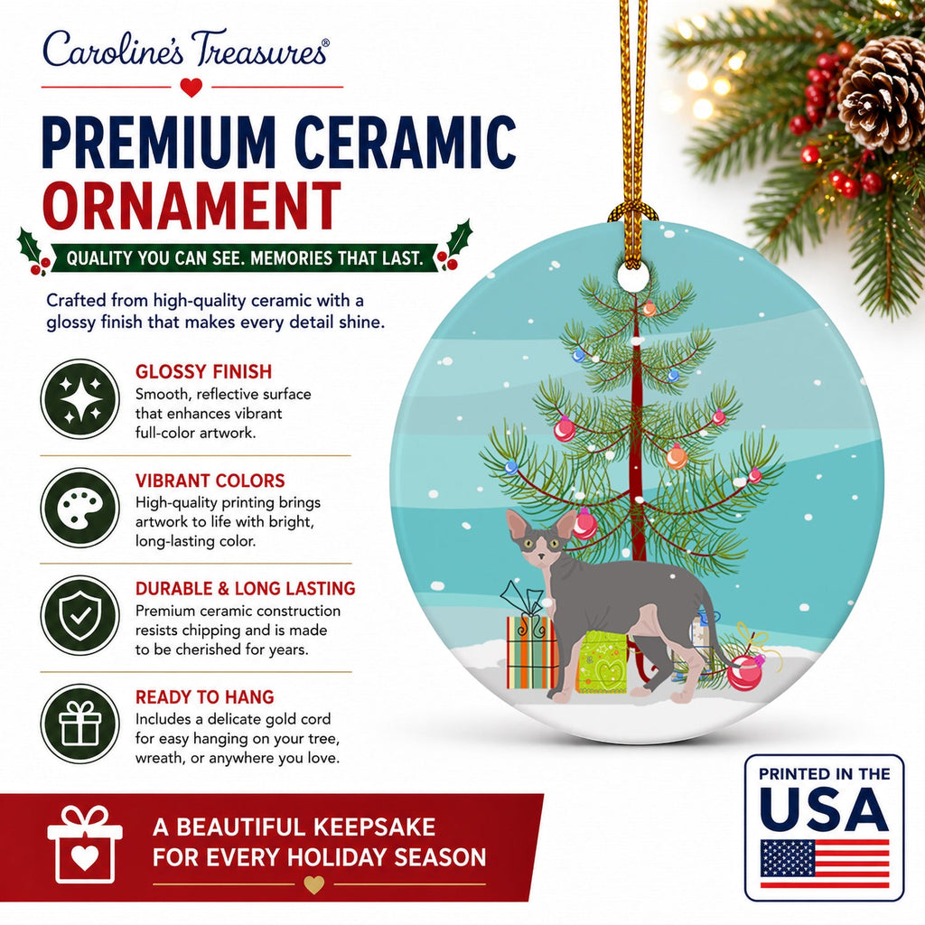 Sphynx Cat Christmas Ceramic Ornament Christmas Tree Hanging Decorations for Home Christmas Holiday, Party, Gift, 3 in, Multicolor