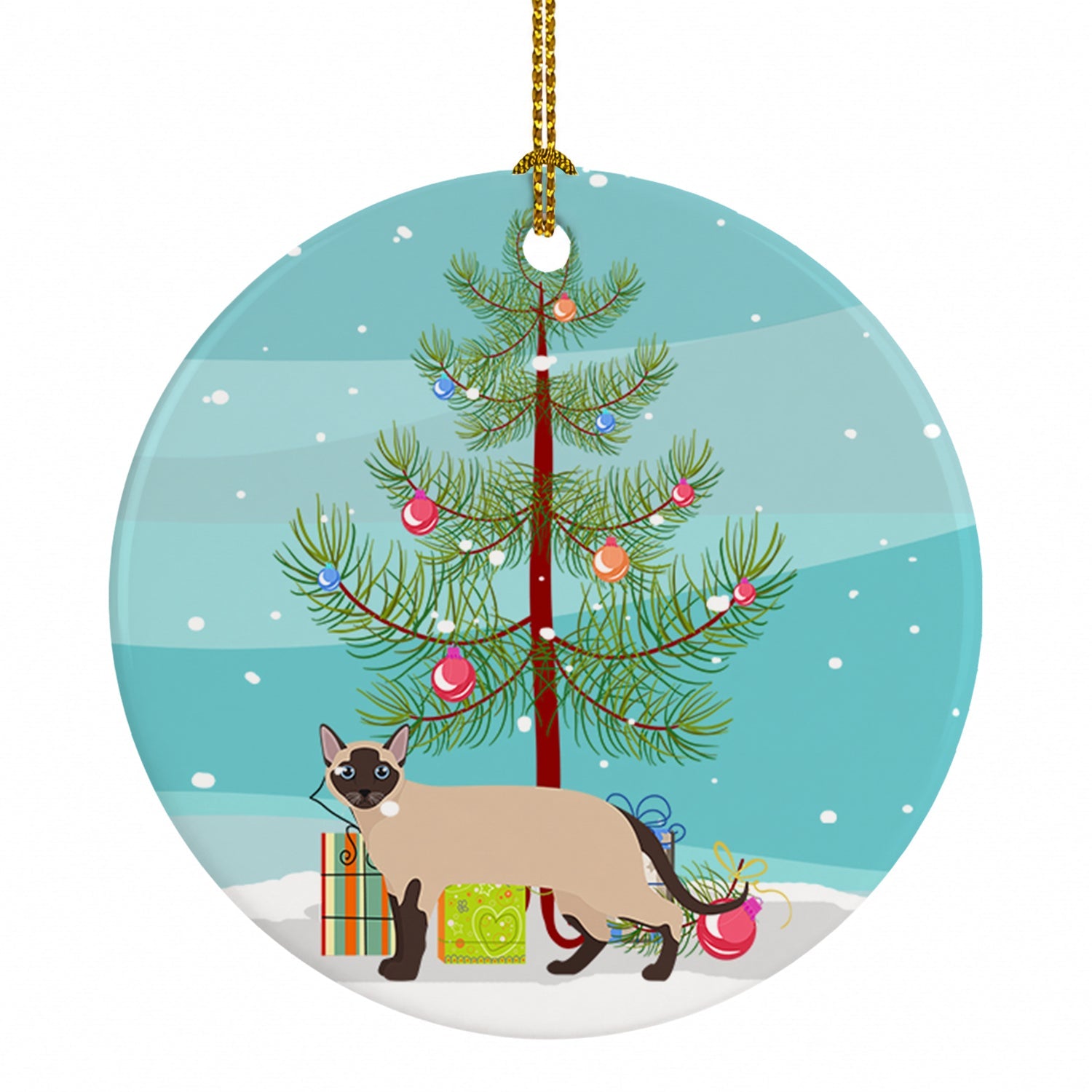 Tonkinese Cat Christmas Ceramic Ornament Christmas Tree Hanging Decorations for Home Christmas Holiday, Party, Gift, 3 in, Multicolor
