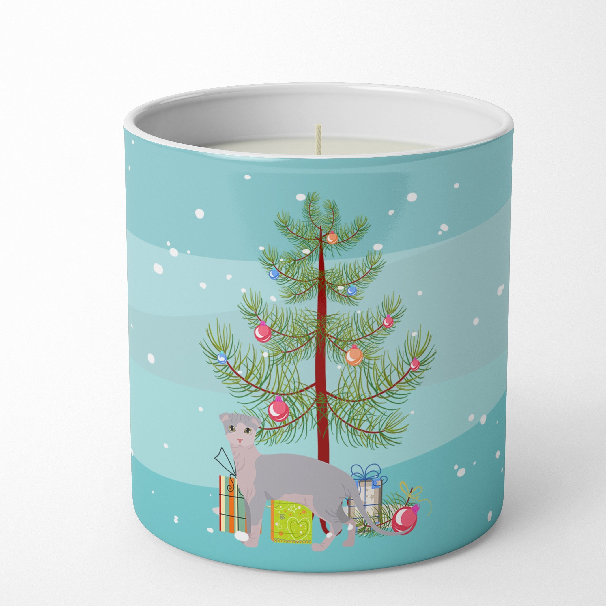Ukrainian Levkoy Cat Christmas Decorative Soy Candle Nature Soy Wax Essential Oil Home Decor Ideal for Bedroom Kitchen Bath Office Gift, 10 oz
