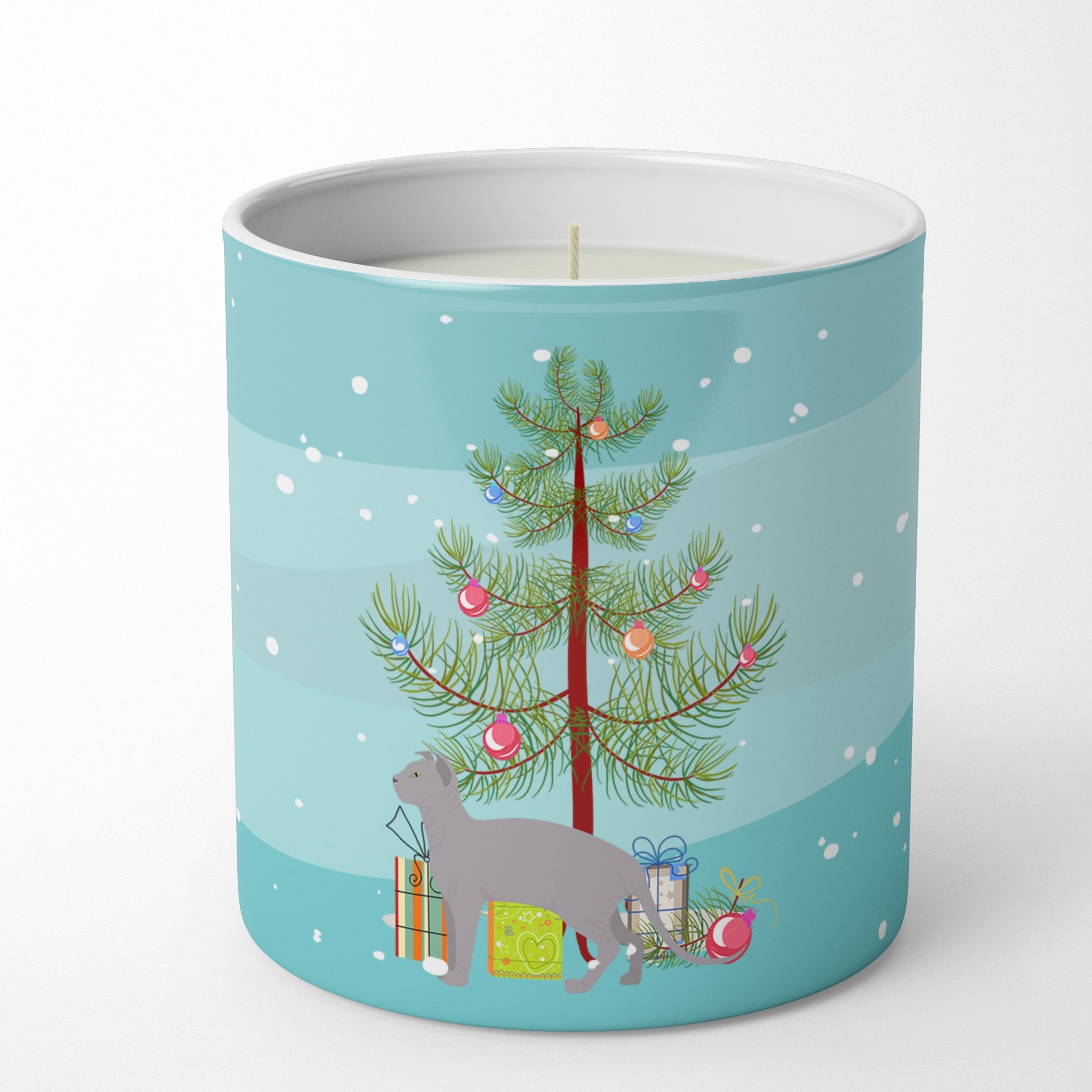 Ukrainian Levkoy Cat Christmas Decorative Soy Candle Nature Soy Wax Essential Oil Home Decor Ideal for Bedroom Kitchen Bath Office Gift, 10 oz