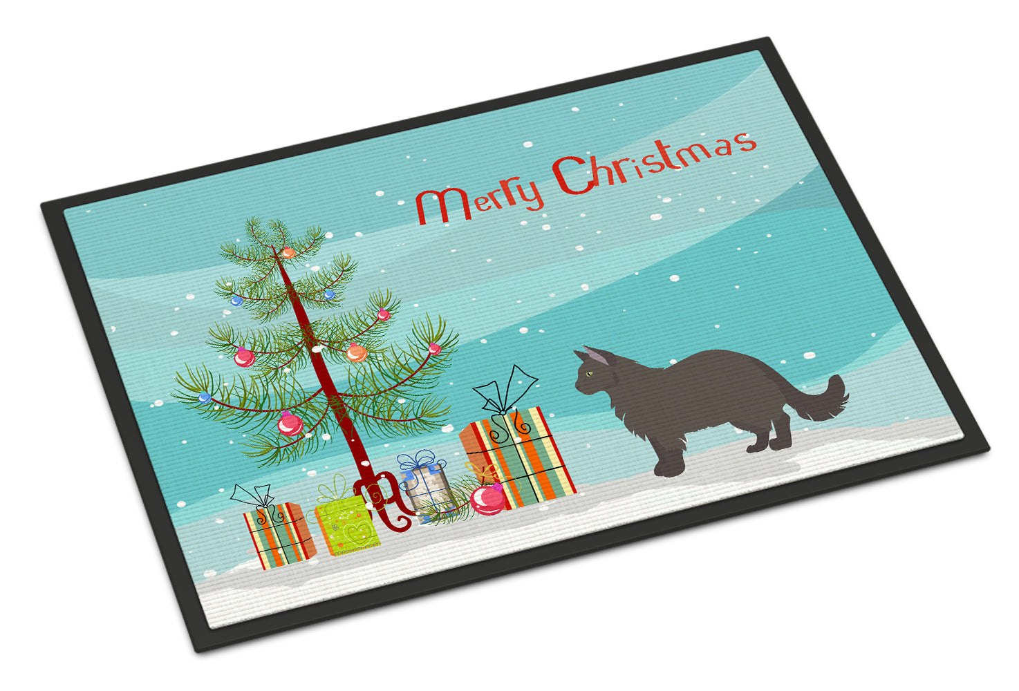 York Chocolate Cat Christmas Doormat Indoor Outdoor 24H X 36W Front Door Mat Rugs for Entryway, Non Slip Washable Low Pile,