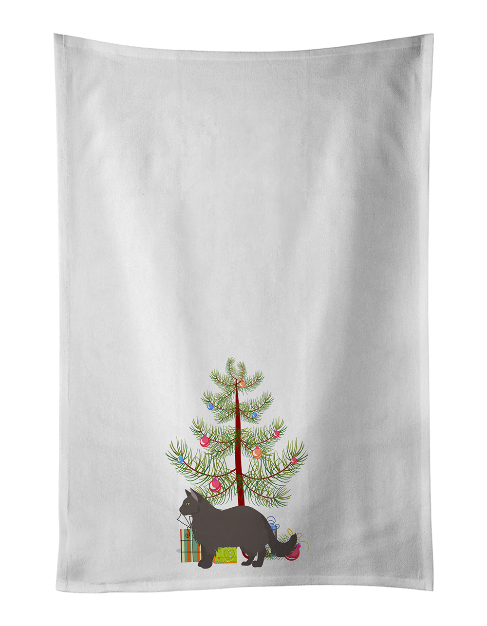 York Chocolate Cat Christmas Kitchen Towel Set of 2 White Dish Towels Decorative Bathroom Hand towel for Hand, Face, Hair, Yoga, Tea, Dishcloth, 19 X 28", White