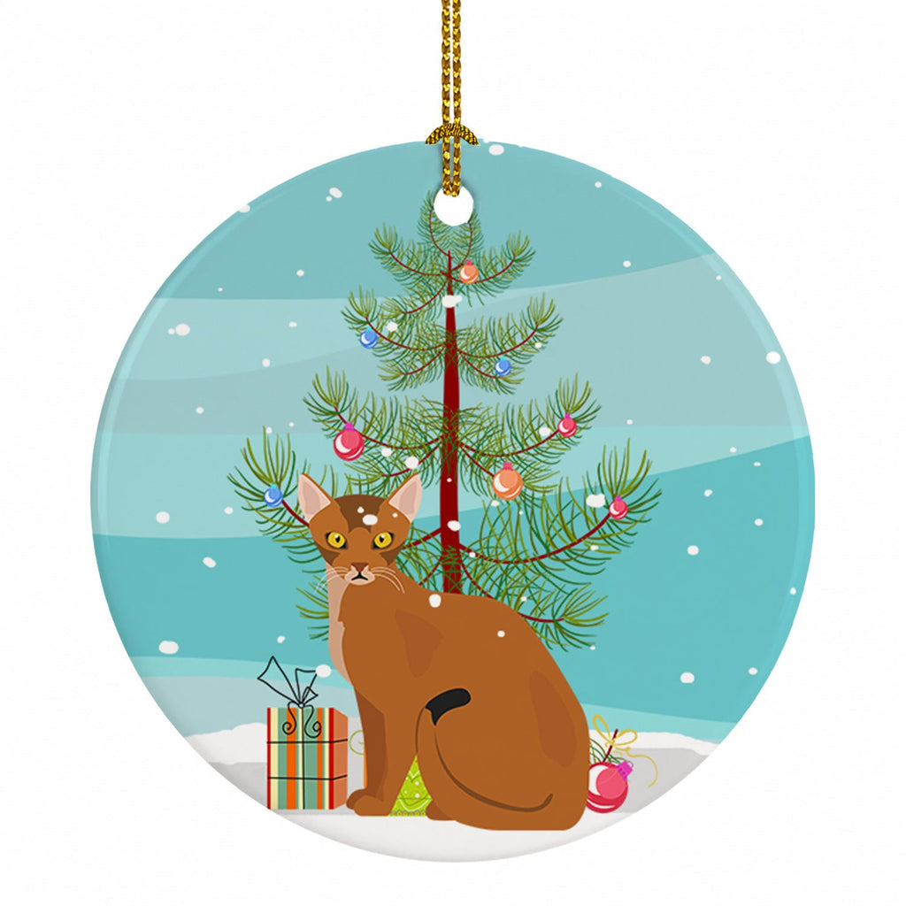 Abyssinian Cat Christmas Ceramic Ornament Christmas Tree Hanging Decorations for Home Christmas Holiday, Party, Gift, 3 in, Multicolor