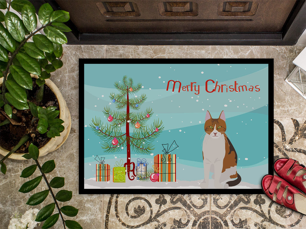 Aegean Cat Christmas Doormat Indoor Outdoor 24H X 36W Front Door Mat Rugs for Entryway, Non Slip Washable Low Pile,