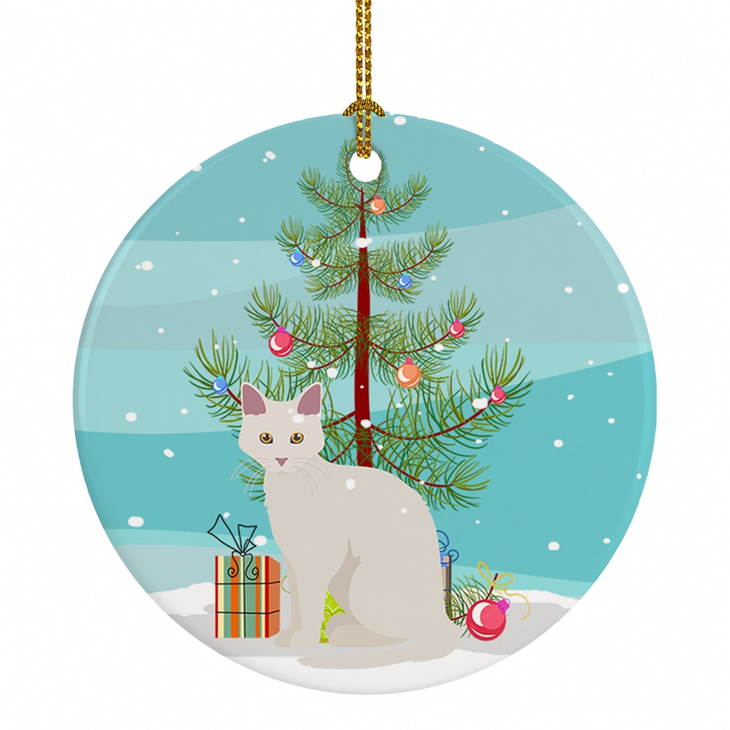 Aphrodite Giant Cat Christmas Ceramic Ornament Christmas Tree Hanging Decorations for Home Christmas Holiday, Party, Gift, 3 in, Multicolor
