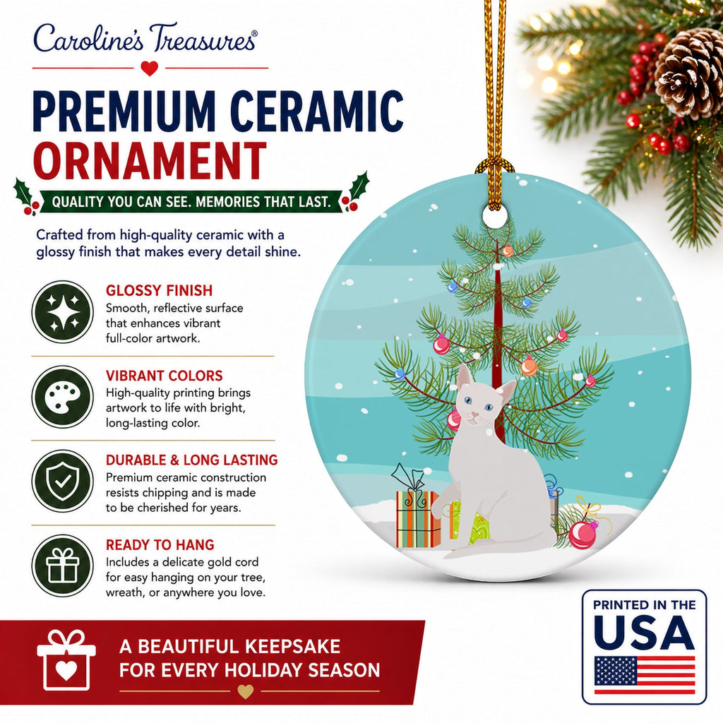 Arabian Mau Cat Christmas Ceramic Ornament Christmas Tree Hanging Decorations for Home Christmas Holiday, Party, Gift, 3 in, Multicolor