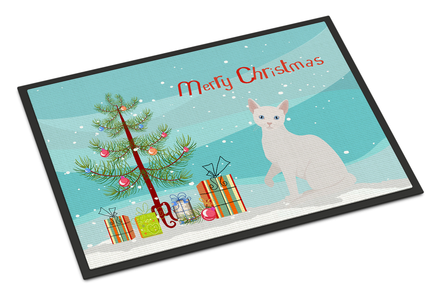 Arabian Mau Cat Christmas Doormat Indoor Outdoor 24H X 36W Front Door Mat Rugs for Entryway, Non Slip Washable Low Pile,