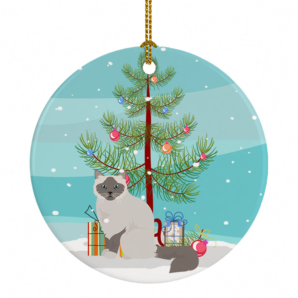 Birman Cat Christmas Ceramic Ornament Christmas Tree Hanging Decorations for Home Christmas Holiday, Party, Gift, 3 in, Multicolor
