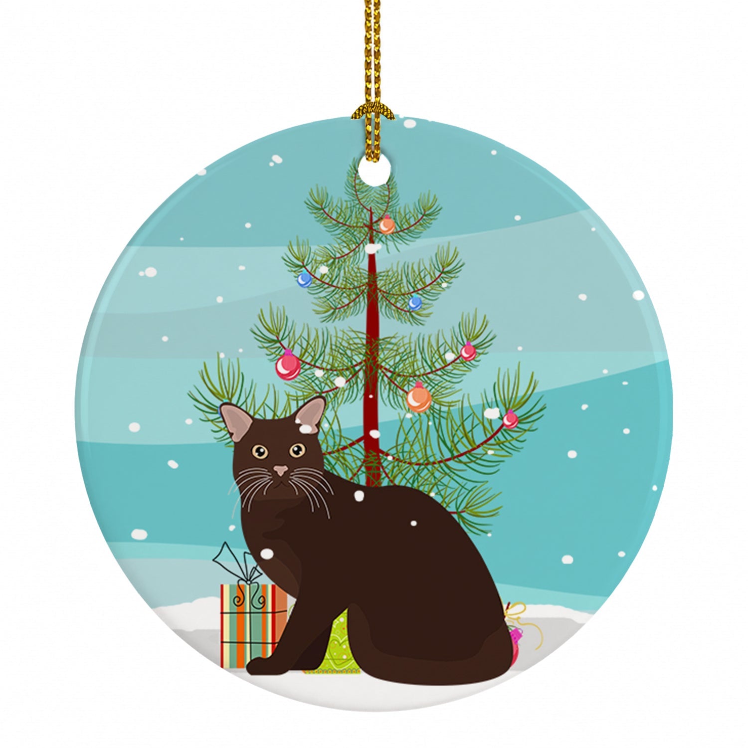 Burmese Cat Christmas Ceramic Ornament Christmas Tree Hanging Decorations for Home Christmas Holiday, Party, Gift, 3 in, Multicolor