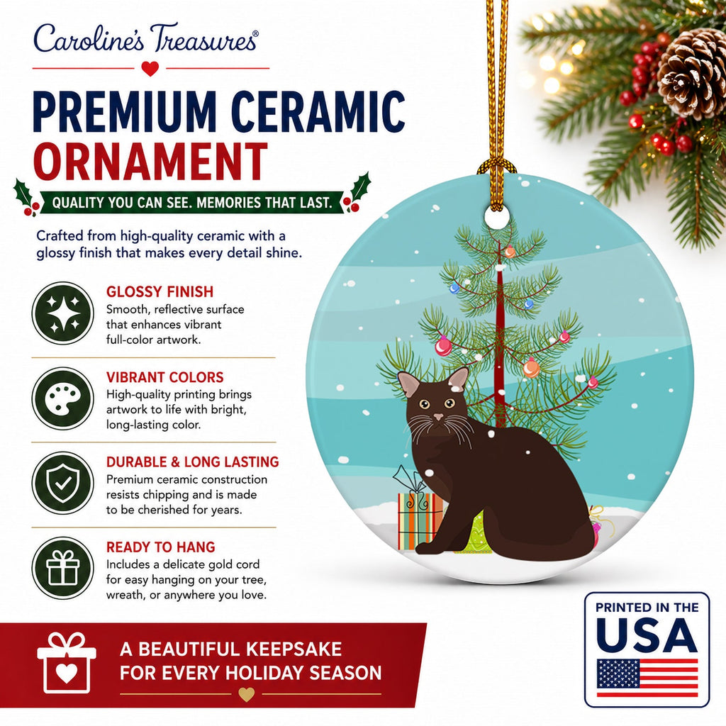 Burmese Cat Christmas Ceramic Ornament Christmas Tree Hanging Decorations for Home Christmas Holiday, Party, Gift, 3 in, Multicolor