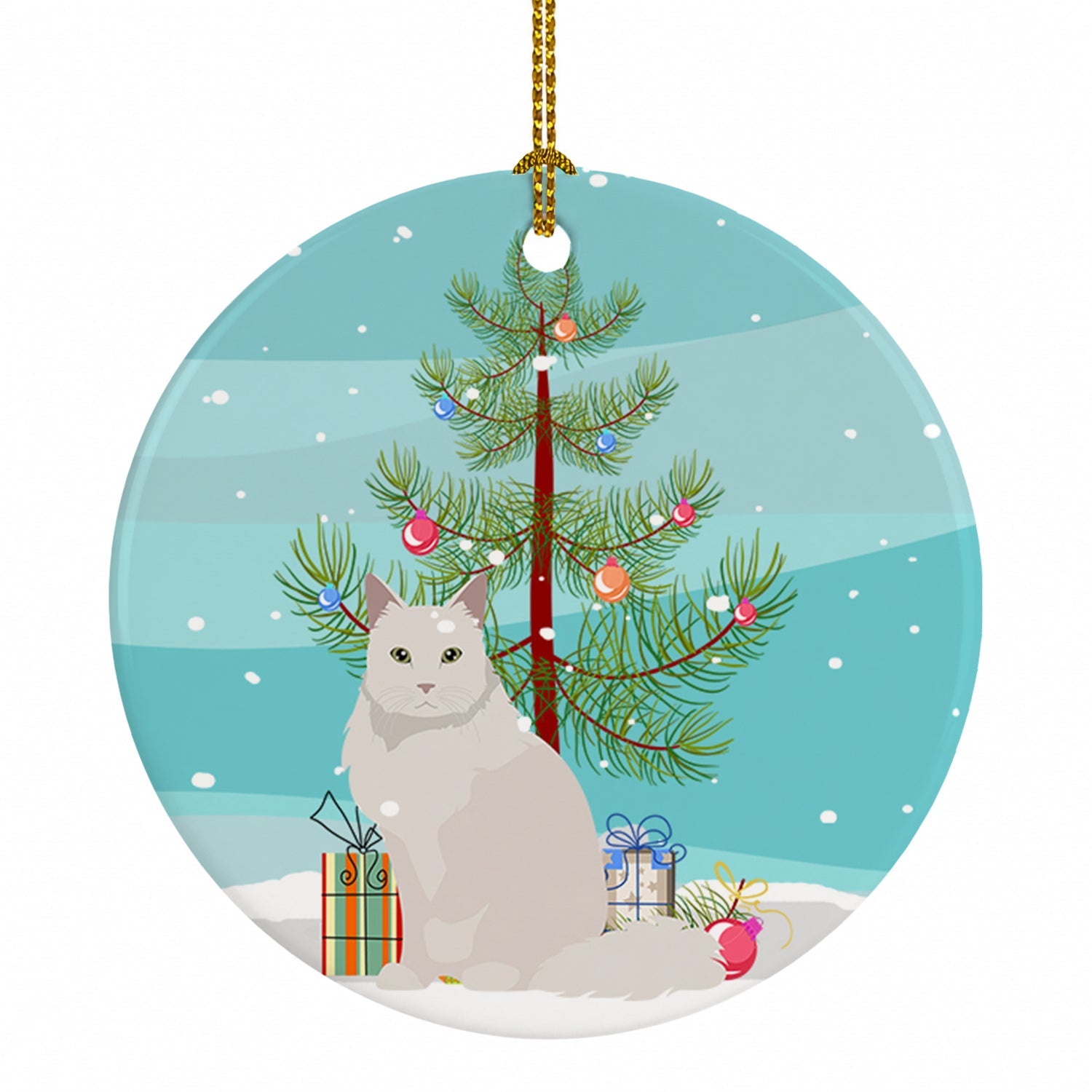 Chantilly Tiffany Cat Christmas Ceramic Ornament Christmas Tree Hanging Decorations for Home Christmas Holiday, Party, Gift, 3 in, Multicolor