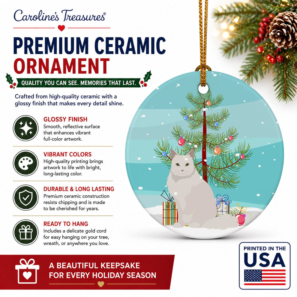 Chantilly Tiffany Cat Christmas Ceramic Ornament Christmas Tree Hanging Decorations for Home Christmas Holiday, Party, Gift, 3 in, Multicolor