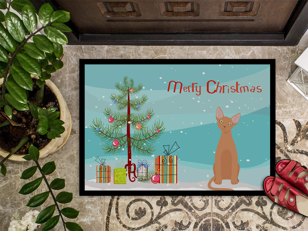 Devon Rex Cat Christmas Doormat Indoor Outdoor 18H X 27W Front Door Mat Rugs for Entryway, Non Slip Washable
