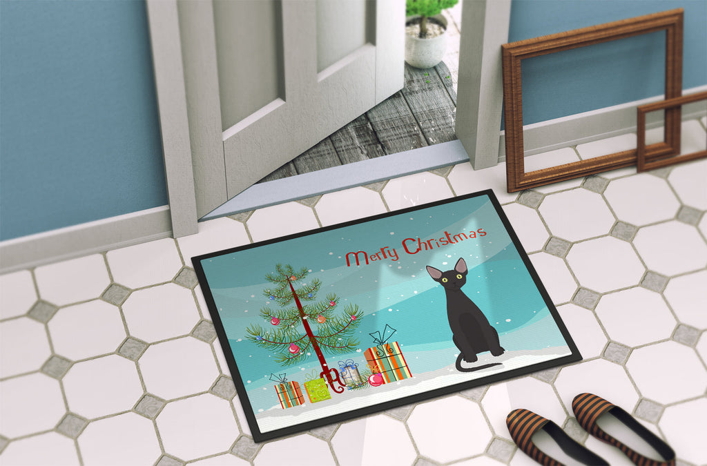Devon Rex Cat Christmas Doormat Indoor Outdoor 24H X 36W Front Door Mat Rugs for Entryway, Non Slip Washable Low Pile,