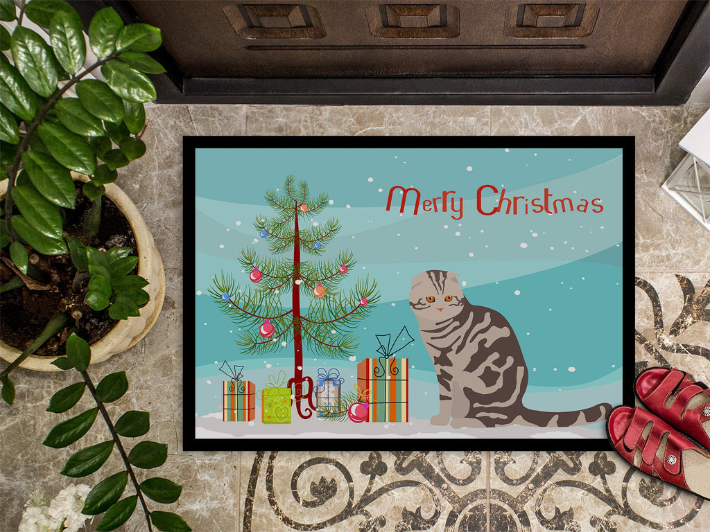 Foldex Exotic Fold Cat Christmas Doormat Indoor Outdoor 18H X 27W Front Door Mat Rugs for Entryway, Non Slip Washable