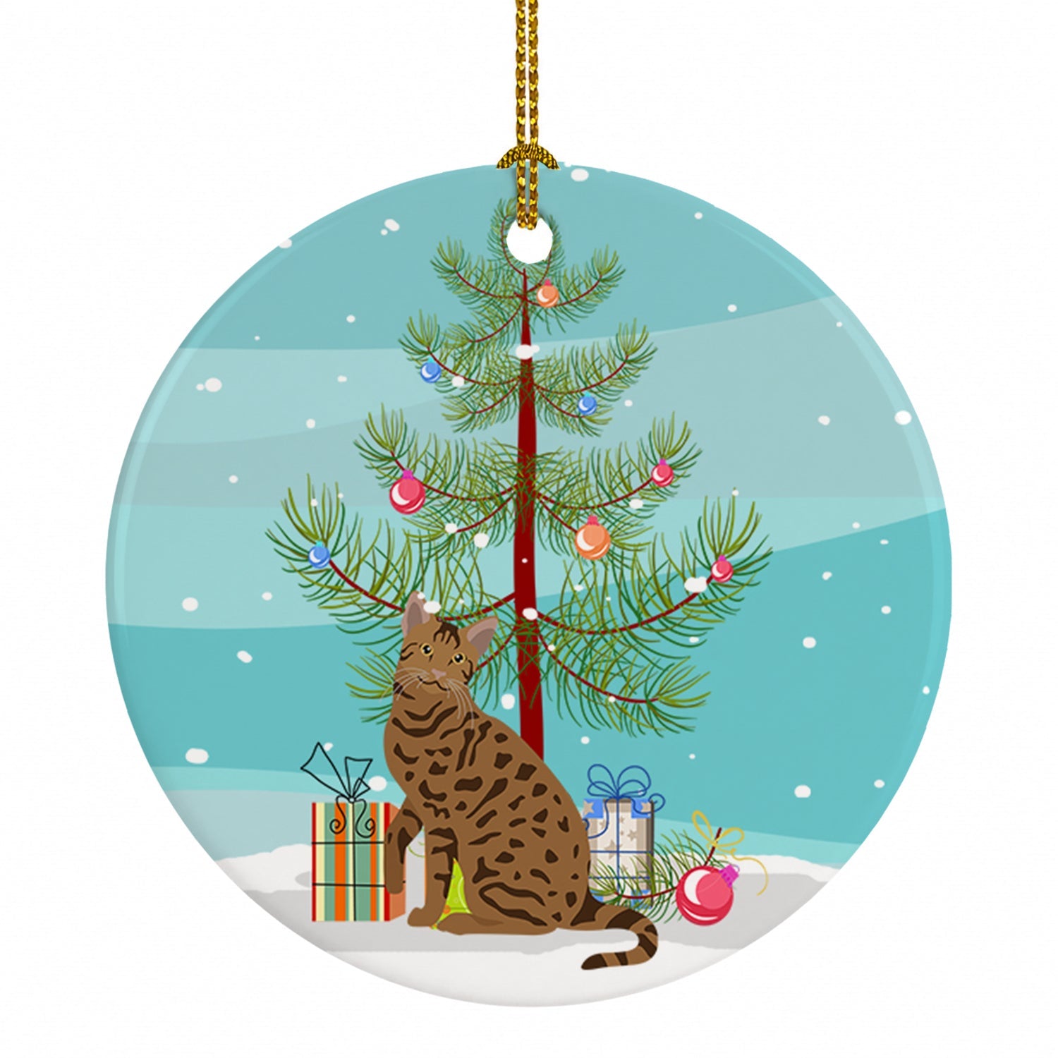 Ocicat Cat Christmas Ceramic Ornament Christmas Tree Hanging Decorations for Home Christmas Holiday, Party, Gift, 3 in, Multicolor