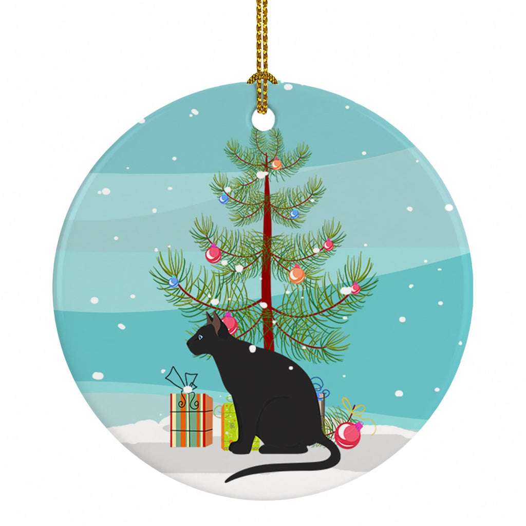 Ojos Azules Cat Christmas Ceramic Ornament Christmas Tree Hanging Decorations for Home Christmas Holiday, Party, Gift, 3 in, Multicolor