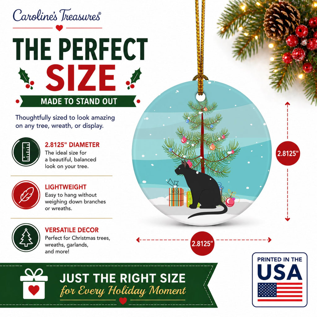 Ojos Azules Cat Christmas Ceramic Ornament Christmas Tree Hanging Decorations for Home Christmas Holiday, Party, Gift, 3 in, Multicolor