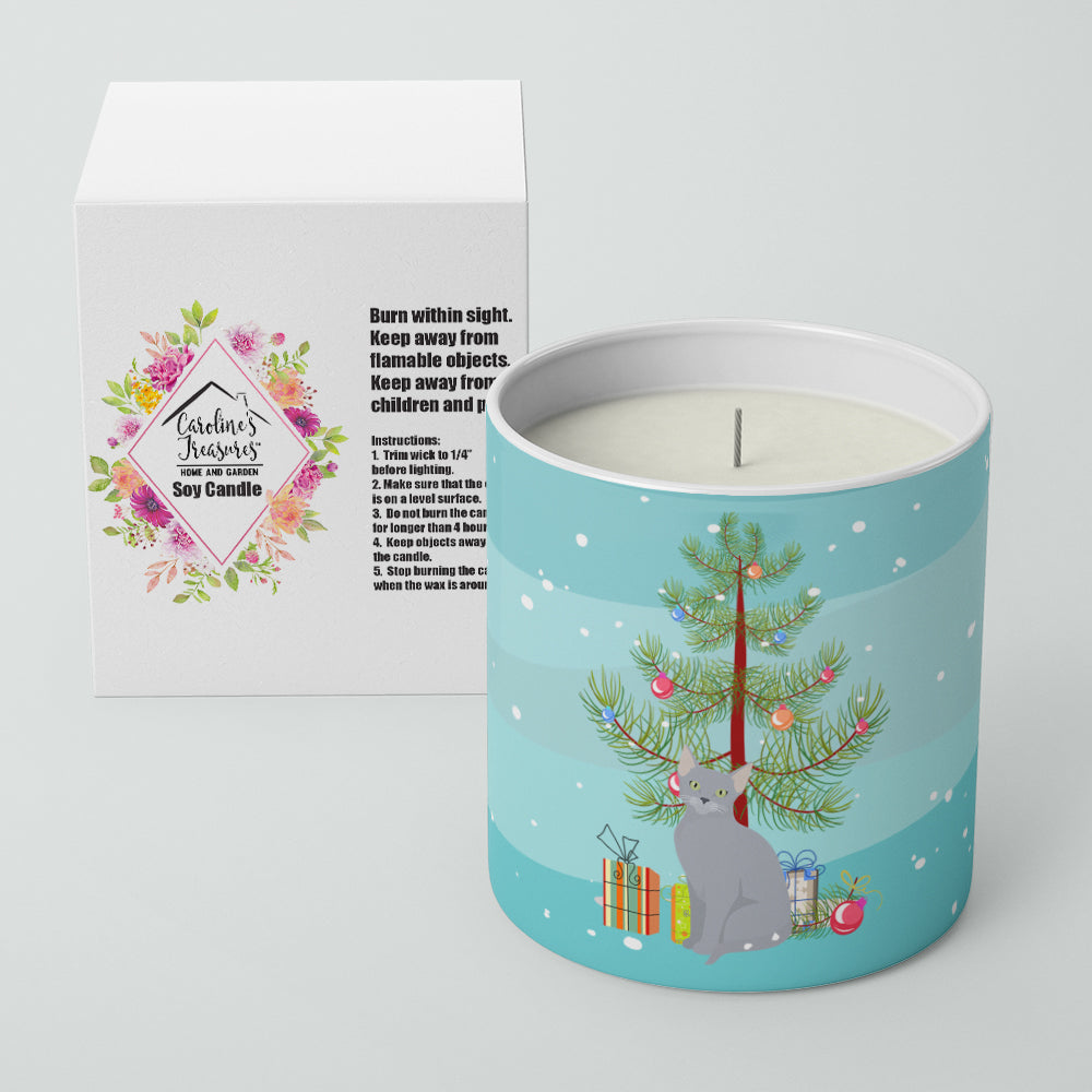 Russian Blue Cat Christmas Decorative Soy Candle Nature Soy Wax Essential Oil Home Decor Ideal for Bedroom Kitchen Bath Office Gift, 10 oz