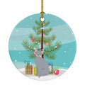 Russian Blue Cat Christmas Ceramic Ornament Christmas Tree Hanging Decorations for Home Christmas Holiday, Party, Gift, 3 in, Multicolor